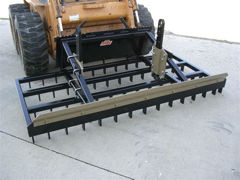 mini skid steer rake attachment|landscaping rake for skid steer.